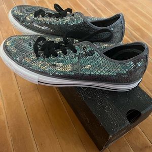 New with box converse sequin all star sneaker Sz womens 8 Charcoal